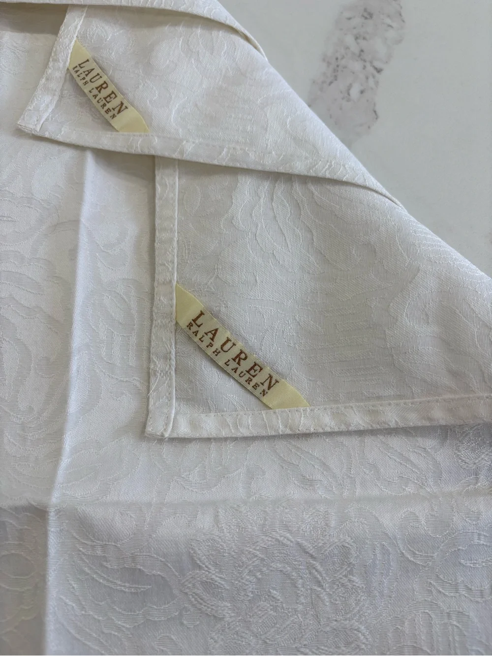 Ralph Lauren White Floral Jacquard Dinner Napkins Set of 4